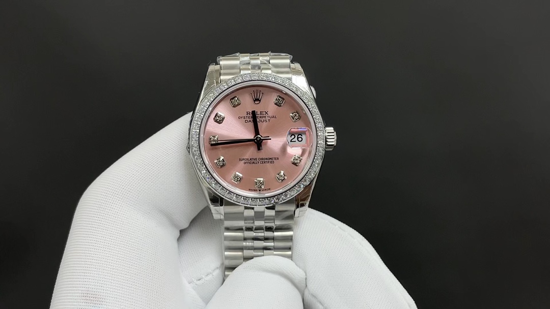 Rolex Datejust, Rosa con bisel de piedras · 31 mm