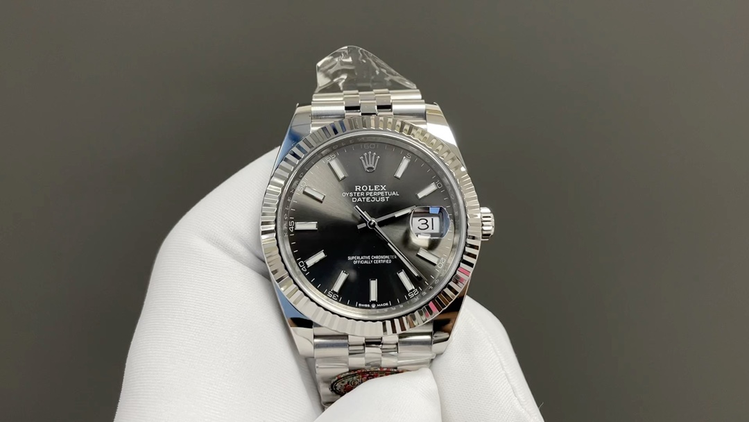 Rolex Datejust, Caja clara, esfera gris · 41 mm