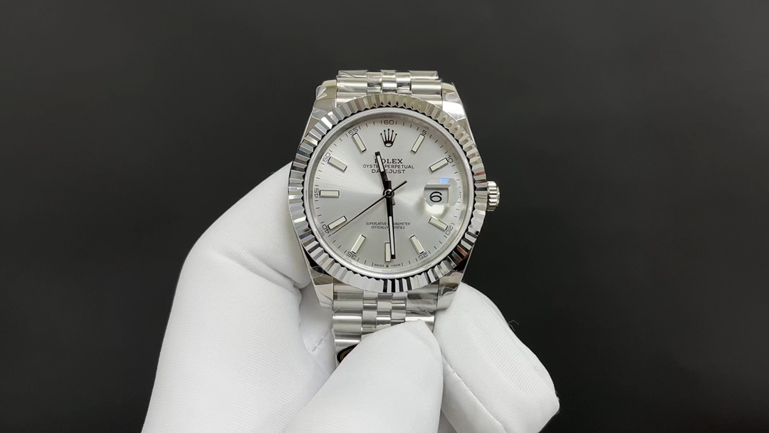 Rolex Datejust, Caja clara, esfera blanca · 41 mm